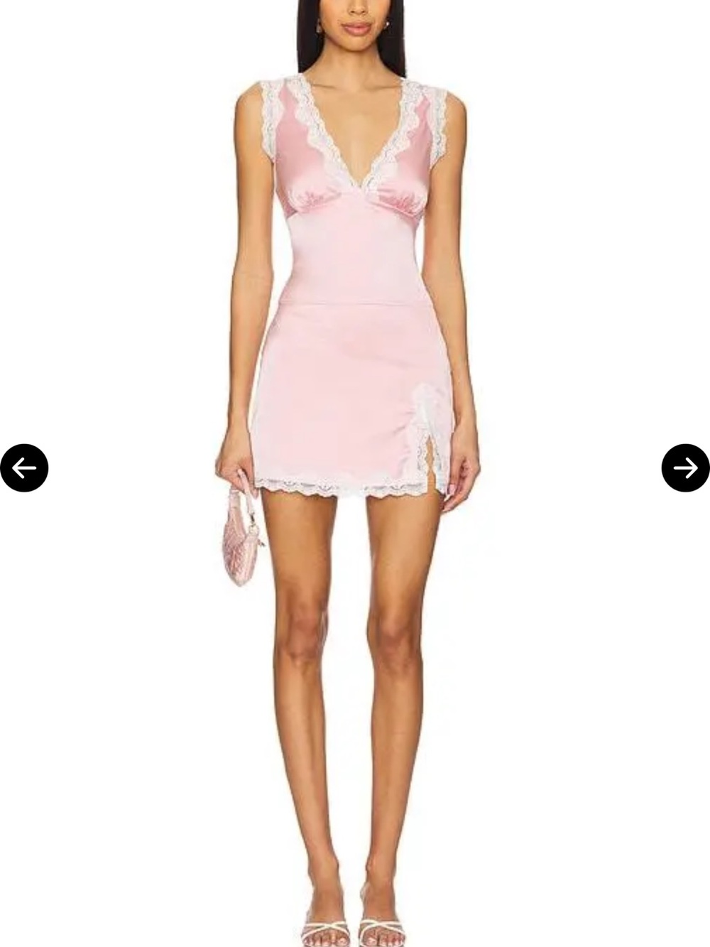 Lace-Trim Light Pink Satin Chemise